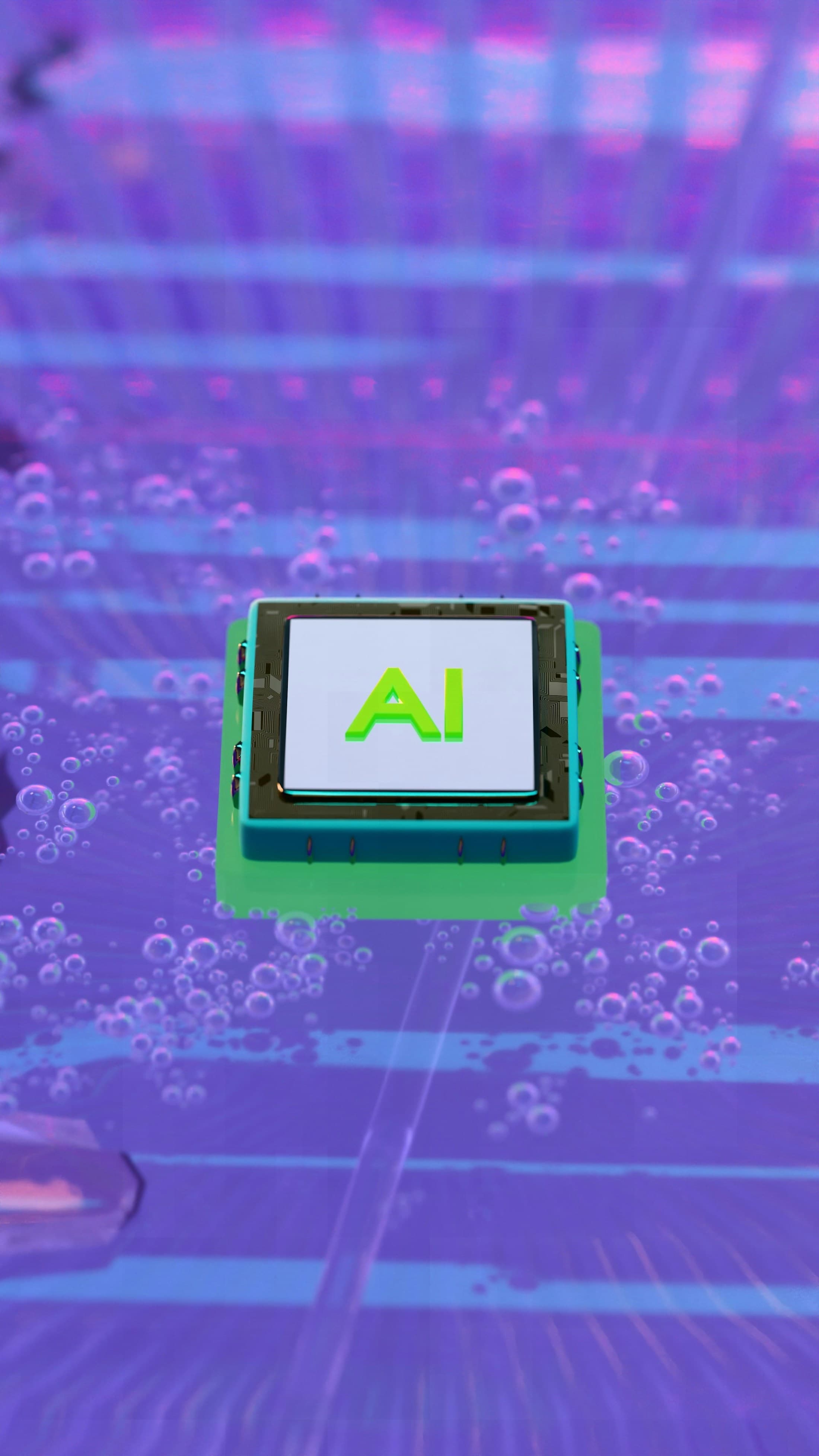 Imagem ilustrativa de um chip de inteligência artificial em um ambiente tecnológico